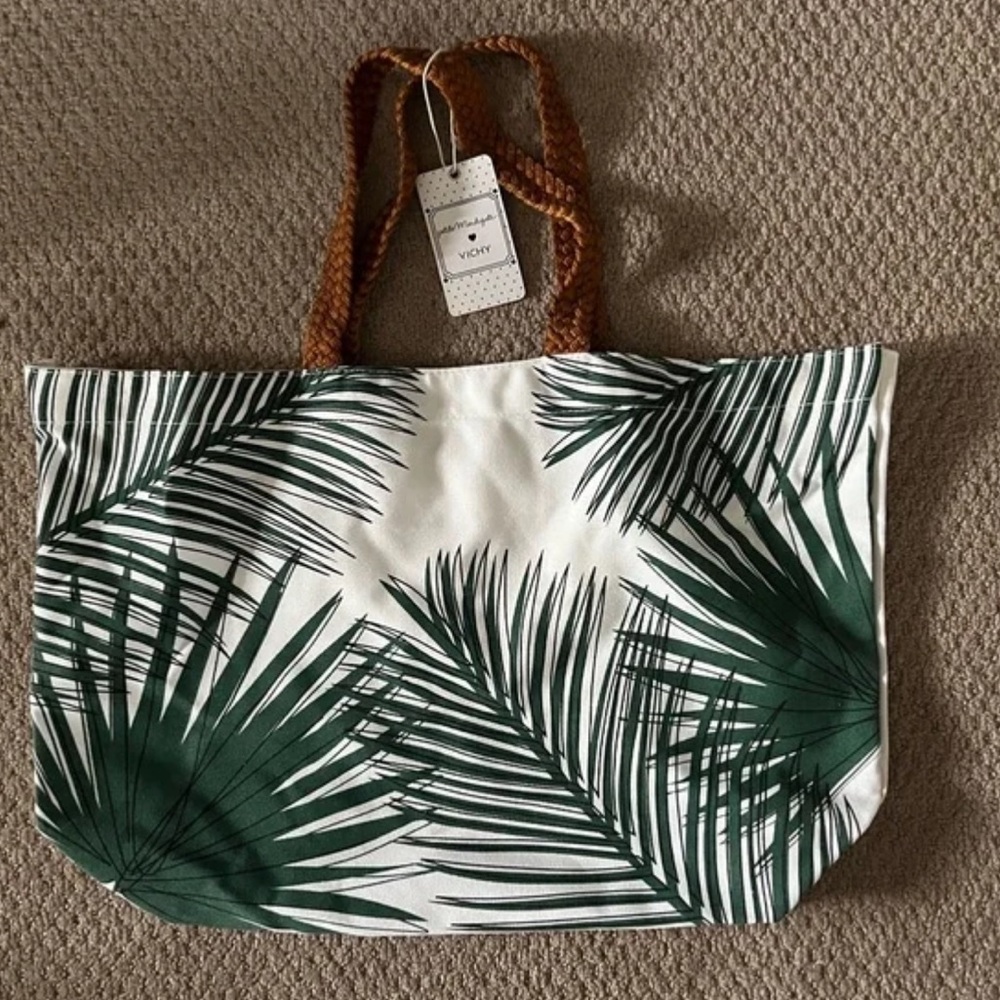 Petite Mendigote Vichy Palm Tree Tote